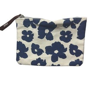 Ipsy blue and white glam floral cosmetic bag